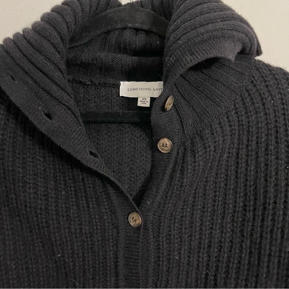 Something Navy‎ NavyBlue Chunky Cardigan with Collar Oversized size XS - Picture 4 of 6